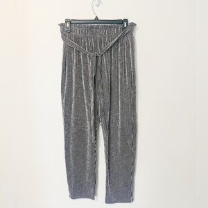 Caution to the Wind Black & White Pinstripe Straight Leg Paperbag Pants